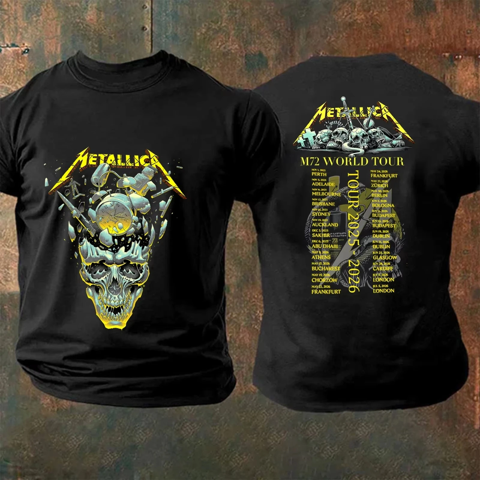 Metallica M72 World Tour 2026 shirt Unisex Cotton Y2k Oversized Popular Men‘s Women's T-Shirt Tee High-Quality Tops Fans Gifts