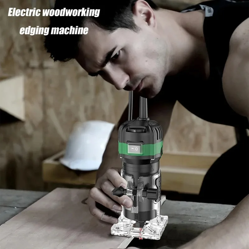 

【Premium】800W 33000rpm Electric Trimming Machine 6 Speed Woodworking Milling Engraving Hand Wood Edge Router Trimmer Home DIY Po