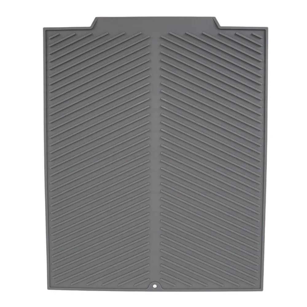 Silicone Dish Drying Mat Grey White Non Slip Kitchen Counter Drain Pad Dense Drainage Grooves Heat Resistant Sink Drainer Mat
