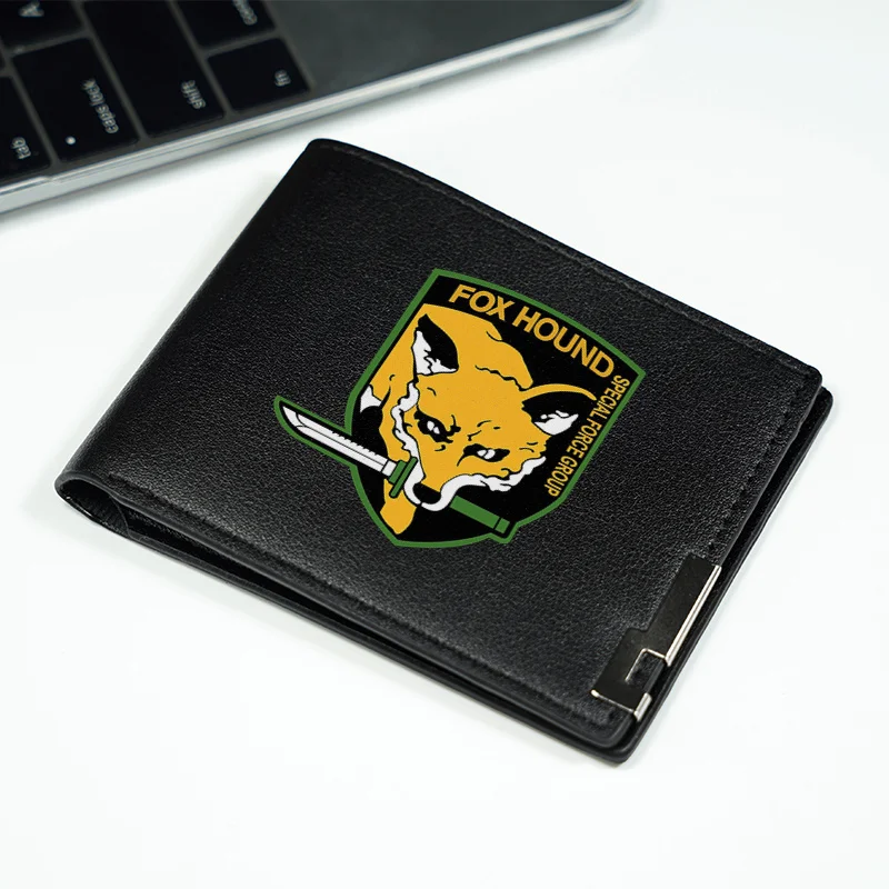 Portfel męski FOX HOUND SPECIAL FORCE GROUP LOGO PU LEATHER, kompaktowy, cienki, wytrzymały, lekki, w stylu biznesowym, do codziennego użytku.