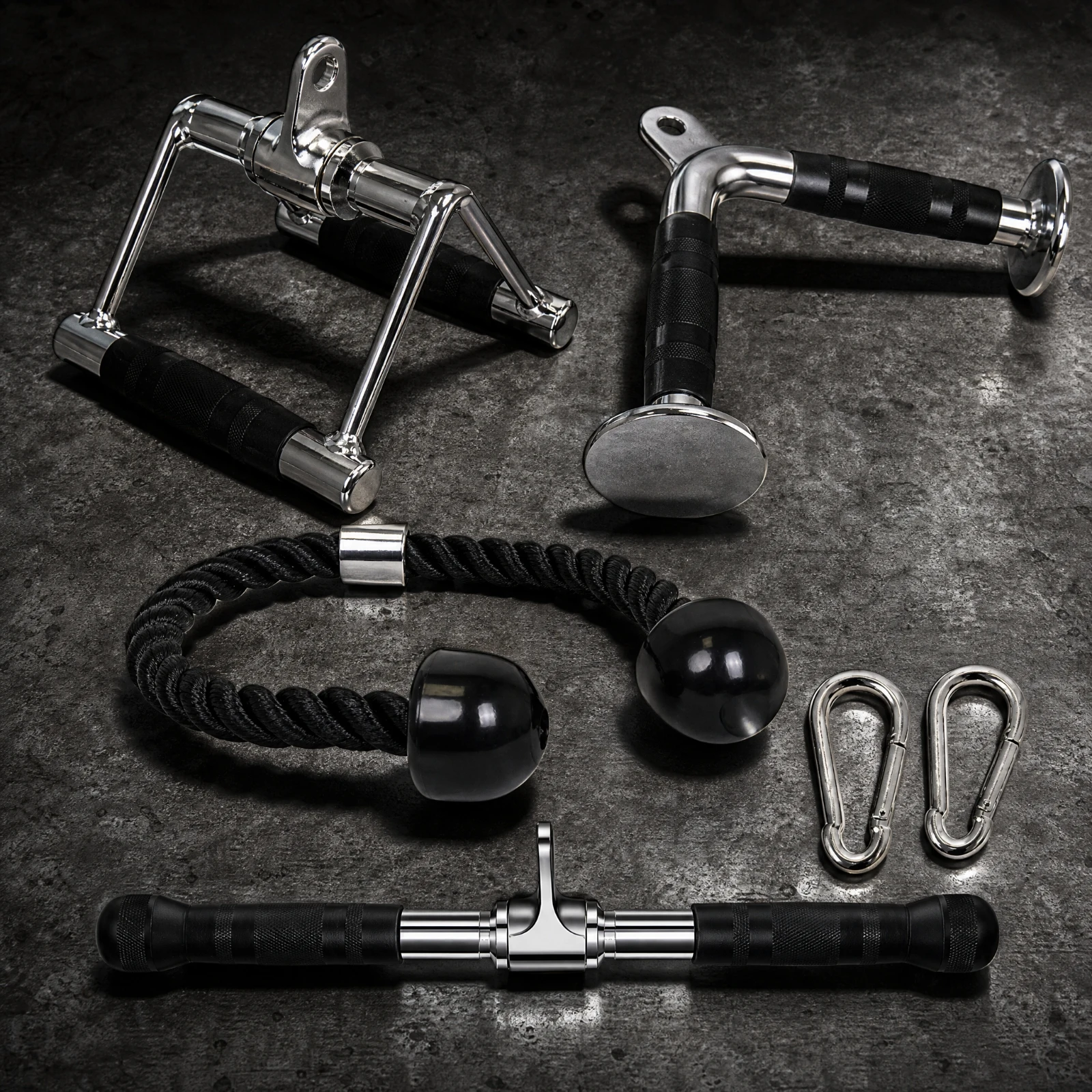 Tricep Rope Non-Slip Grip Cable Machine Attachment Assembly with Carabiner Connection Links Fitness Equipment Accessories