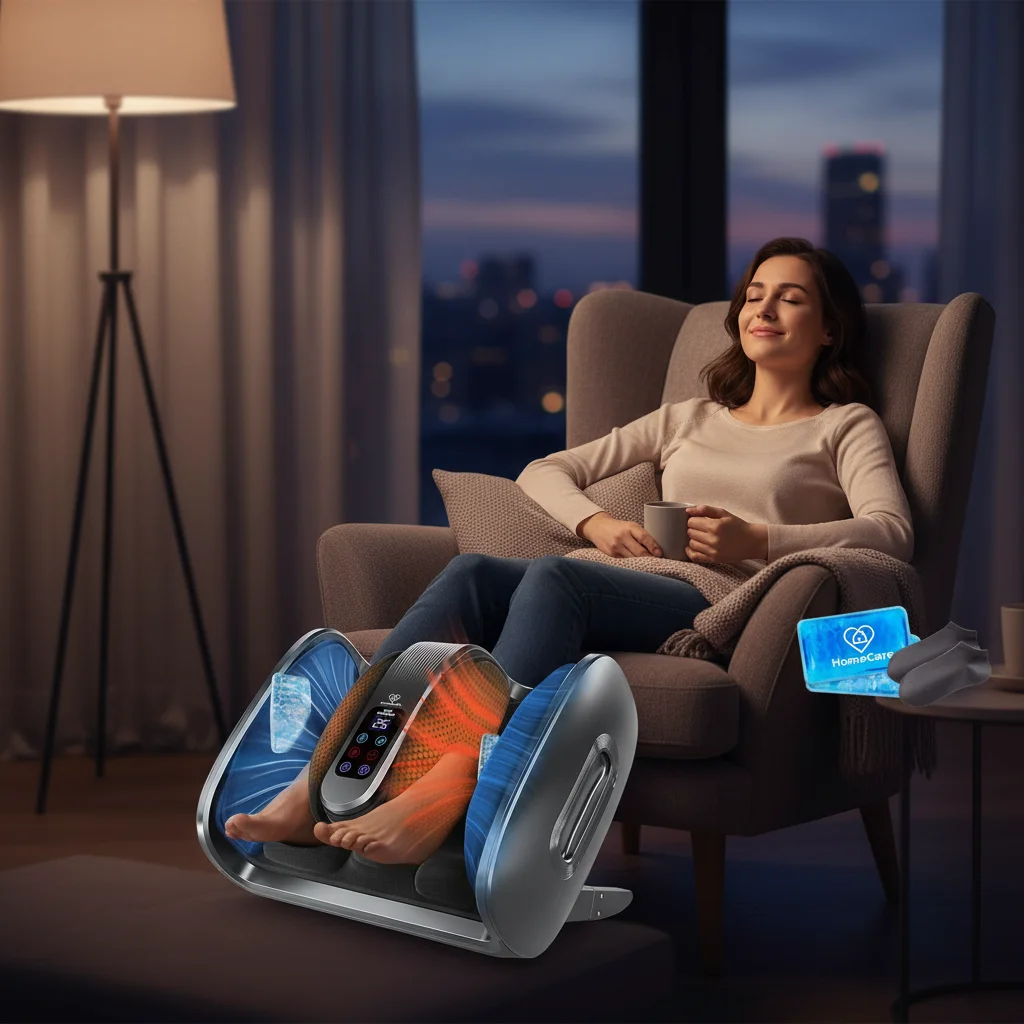 Shiatsu Foot Massager with Heat & Ice Therapy, Deep Kneading for Pain Relief, Adjustable Intensity, Gray