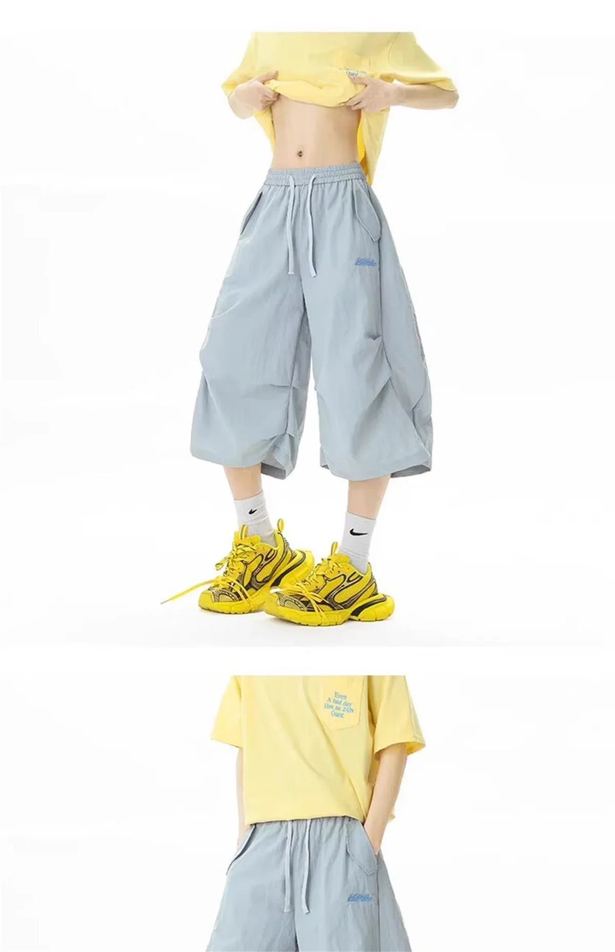 Bestickte Schnelltrocknende Shorts für Herren Sommer Outdoor Bergstil Weite Beine Kurze Hosen Locker Lässig – Detail 9