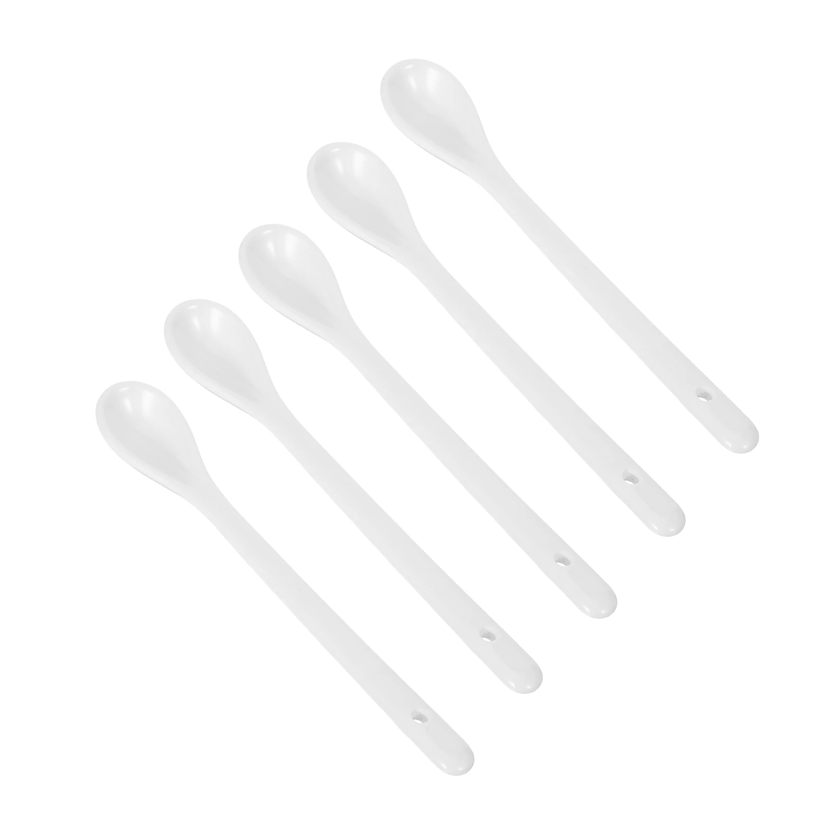 

5Pcs Large Size Porcelain Spoons Long Handle Reusable Soup Spoons for Home Restaurant Asian Tableware Soup Spoon