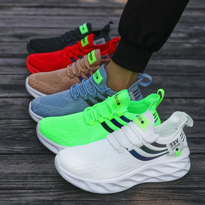 

Men's Mesh Running Shoes Breathable Lightweight Sneakers Outdoor Mesh Black Running Shoes Athletic Jogging Tenis Walking Shoes