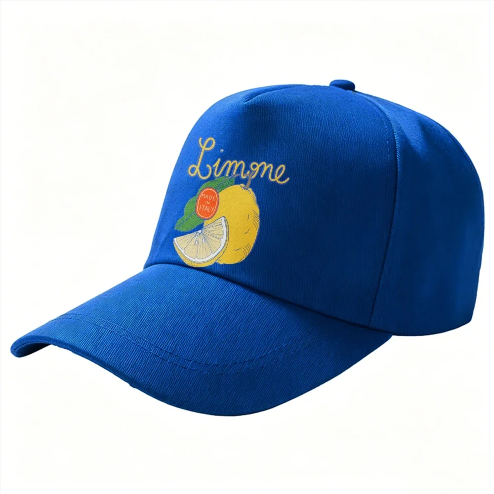 Adjustable Cotton Baseball Cap Limone Cursive Letter Yellow Lemon Fruit Slice Leaf Summer Vacation Outdoor Sun Protection Cap