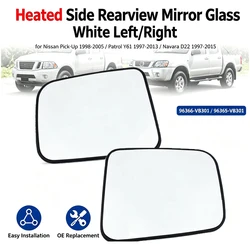 Car Heated Side Rearview Mirror Glass White Left/Right for Nissan Pick-Up 1998-2005 Patrol Y61 1997-2013 Navara D22 1997-2015