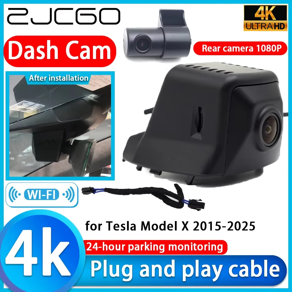 ZJCGO for Tesla Model X 2015-2025 Wifi 4K DVR Dash Cam OEM Camera Lens Video Recorder Night Vision 24h Parking Monitor