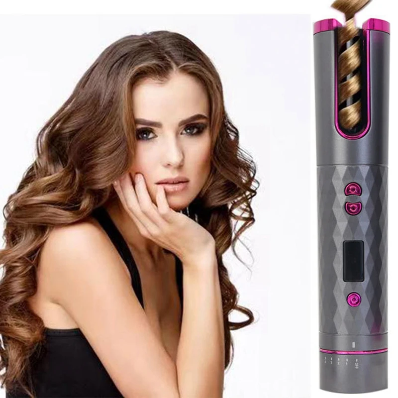 

Cordless Automatic Hair Curler Iron USB LCD Display Wireless Ceramic Rotating Curling Iron Curling Iron Hair Tools