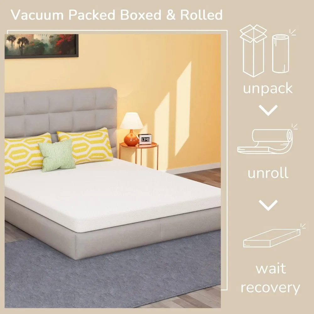 Materasso in memory foam gel rinfrescante con infusione di tè verde, struttura media, senza fibra di vetro, materassi certificati CertiPUR-US