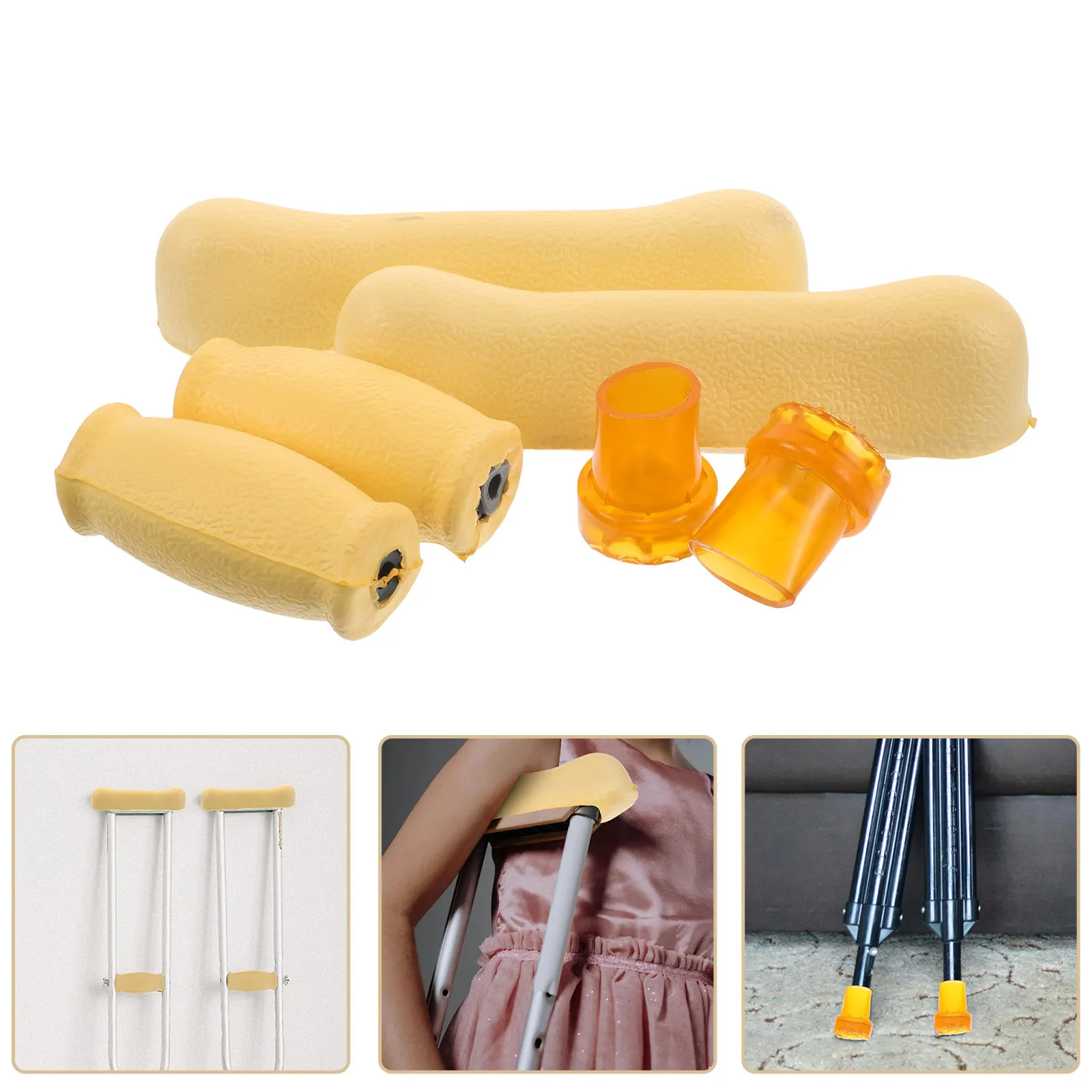 6Pcs Crutch Accessories Replacement Tips Non Slip Rubber Pads for Underarm Forearm Crutches Cane Stability Outdoor Trail Use