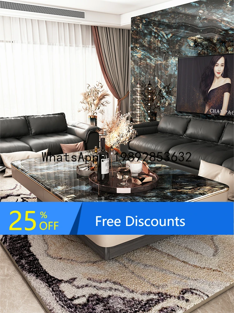 

LYY French Style Luxury Stone Coffee Table Modern Simple Villa Living Room Light Luxury High-End Home Marble Square Table