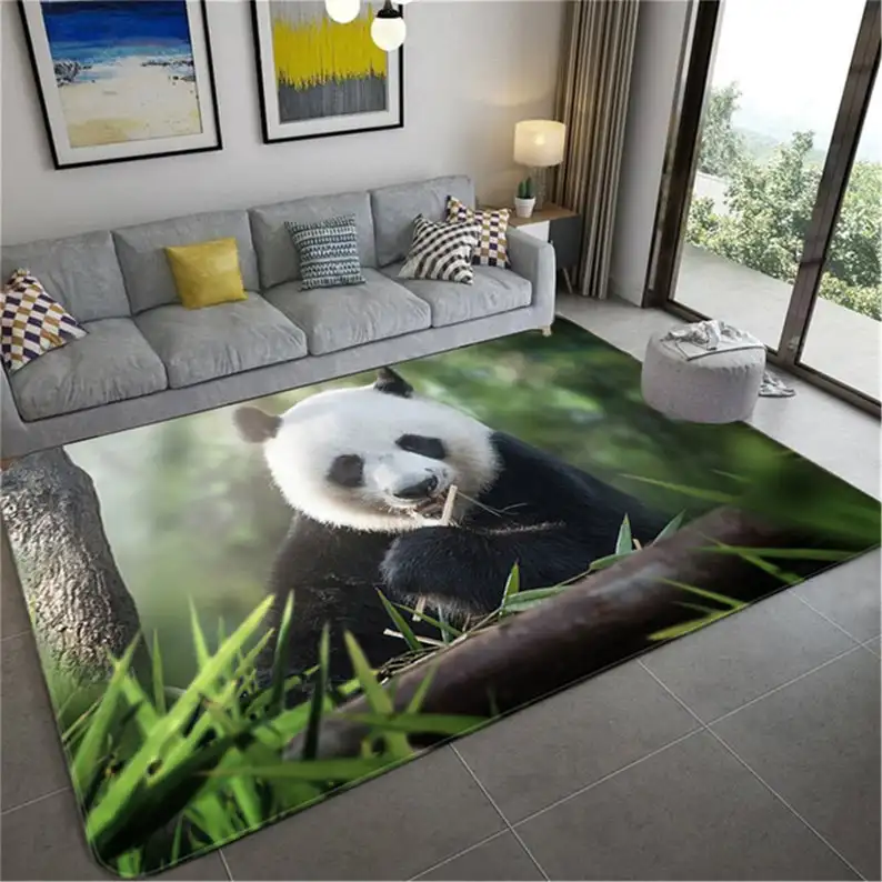 Panda Print Bamboo Pattern Door Mat Non-slip Mat Door Mat Carpet Bedroom Living Room Home Decor