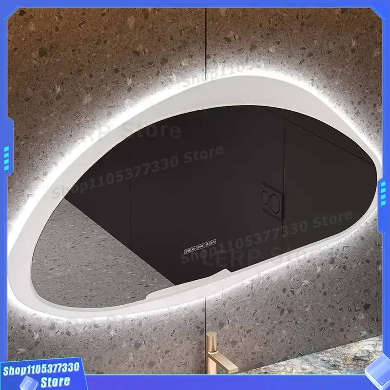 Modern Wall Mounted Acrylic Mirror Frame Double Button Smart LED Anti Fog Bathroom Living Room Hotel Eco Friendly Decor Smart