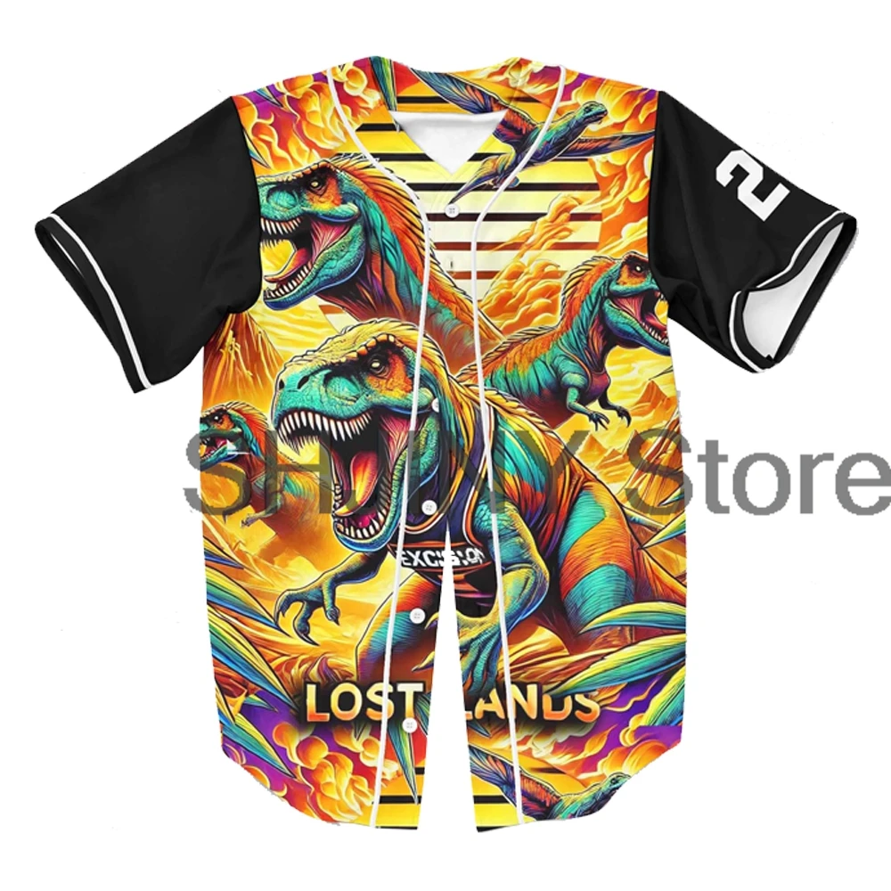 Excision Lost Lands 2024 Rave Baseball Jersey For Edm Festival Short Sleeve Button-up Shirts Women Men Streetwear Tops