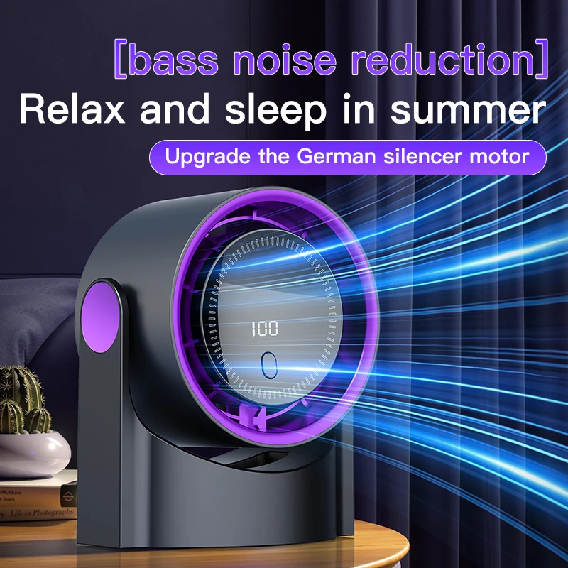 Xiaomi 100 Level Bladeless Fan Portable Small Usb Charging Silent Desktop Digital Display High-speed Circulating Cooling Fan