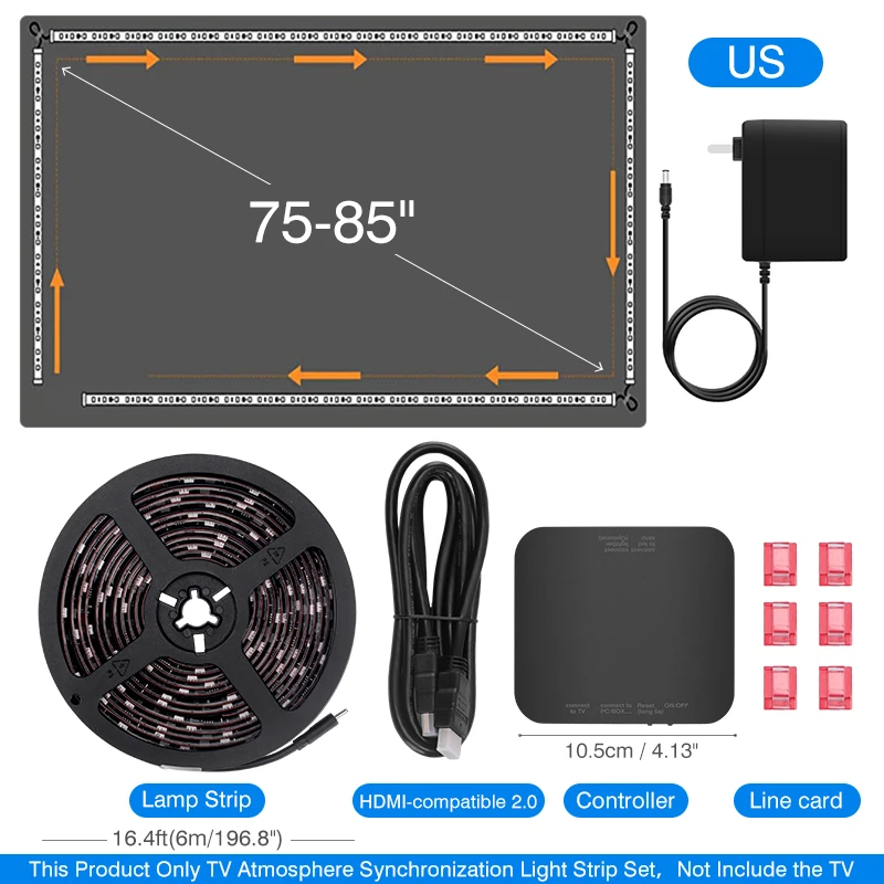 Ambient TV Led-achtergrondverlichting voor 40-85 inch kleur Real-Time Sync Box Light Strip voor 4K HDMI-compatibel 2.0 apparaat Sync Box Light Kit