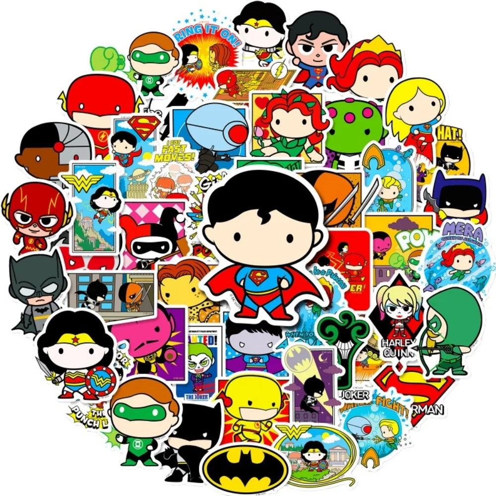 500 قطعة من ملصقات الرسوم المتحركة Justice League ملصقات أنيمي لوح التزلج والكمبيوتر المحمول والدراجات النارية والجيتار ملصق فيلم كرتوني لطيف هدايا للفتيات #1