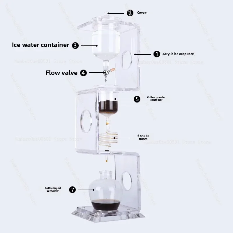 4C Ice Drop Coffee Pot Drip Type Adjustable Speed Coffee Maker Ice  Pot Bow Ice Drop Cup Cold Brew Tea