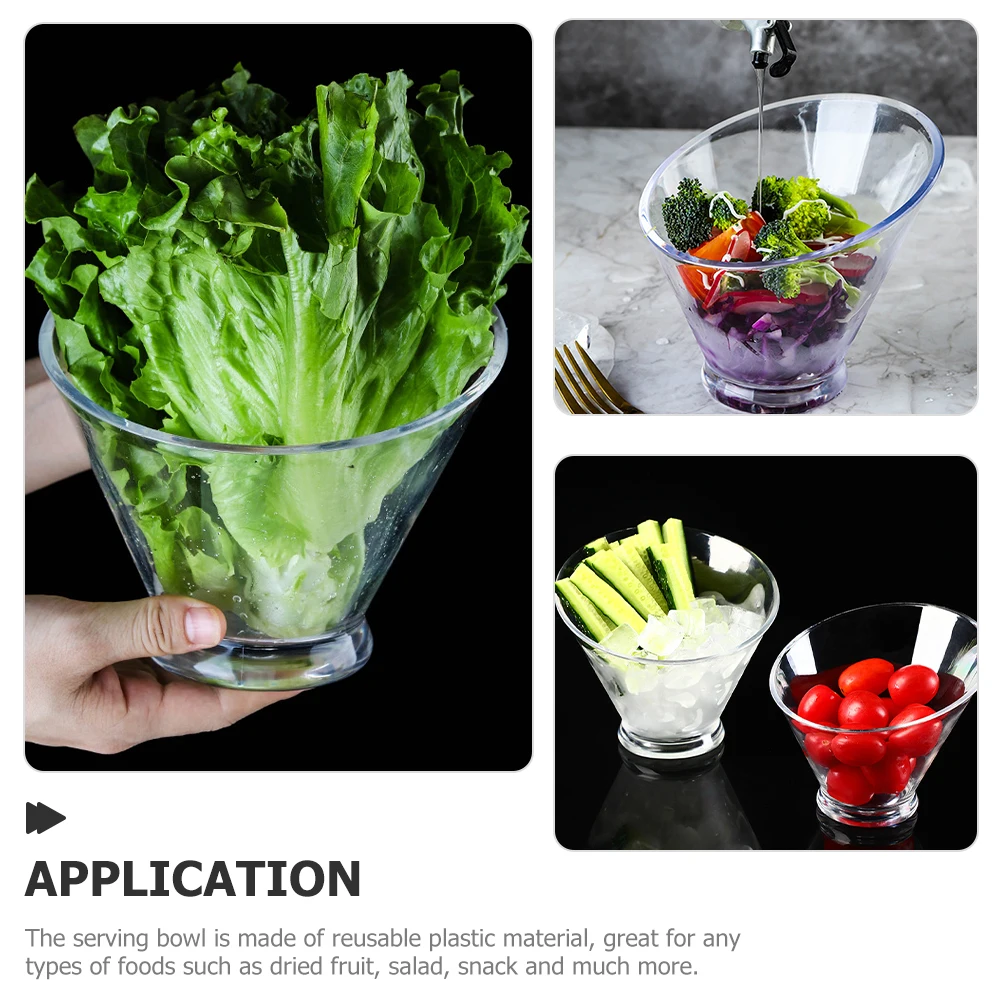 

2 Pcs Dessert Bowl Portable Ice Cream Salad Bowls Plastic Fruit Clear for Party