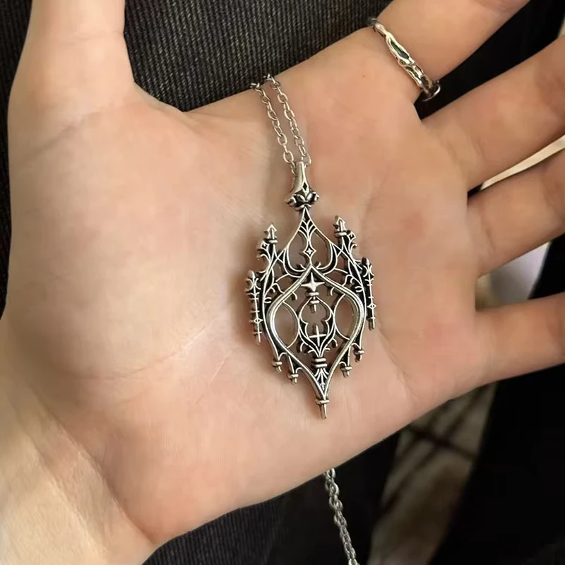 Gotische Magische Akademie Burg-Halskette für Damen und Herren, Vintage Hohlburg-Choker-Kette, Hexen-Accessoires, Schmuckgeschenke