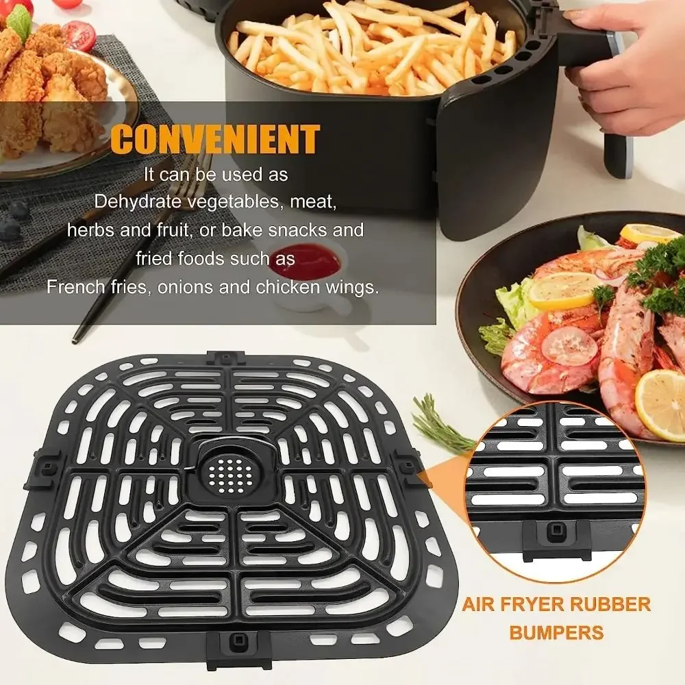 Easy To Clean Square Air Fryer Grill Pan Non-Stick Round Crisper Basket Food Grade Coating Air Fryer Mat Kitchen