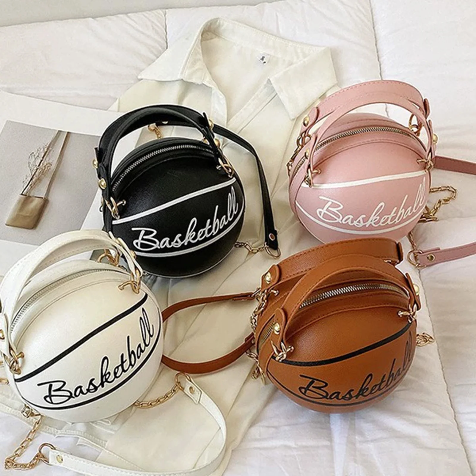 Neuartige Basketball-Handtasche für Damen, PU-Leder Basketball-Fußball-Umhängetasche für den täglichen Einkauf und Reisen – Detail 3