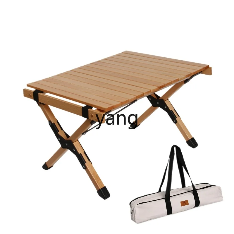 

Yjq Outdoor Folding Table Stall Portable Egg Roll Table Camping Picnic Self-Driving Travel Solid Wood Table