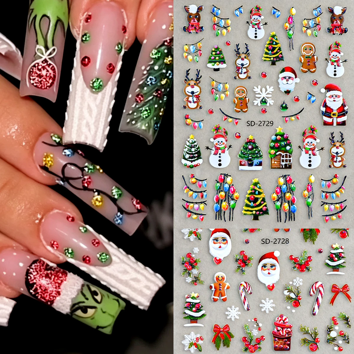 3D Christmas Nail Art Stickers - Nail Art Xmas Tree review and price