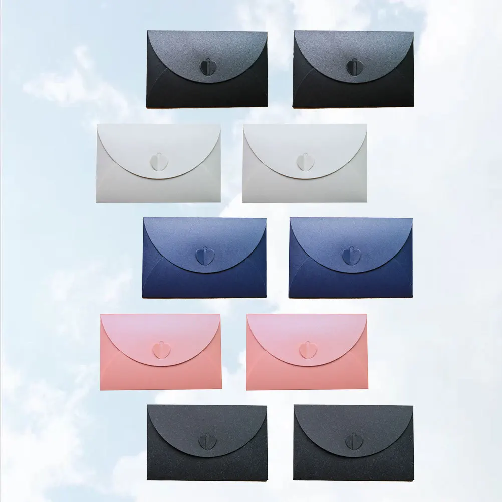 

20Pcs Heart Clasp Envelope Colored Paper Vintage Blank for Postcard Storage DIY Supplies Multipurpose Stationery