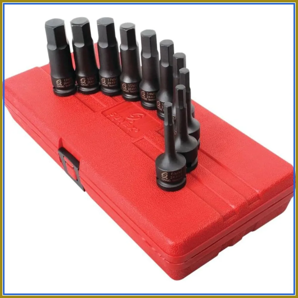 

1/2-Inch Drive Metric Impact Hex Driver Set, 10-Piece for Automotive Tasks