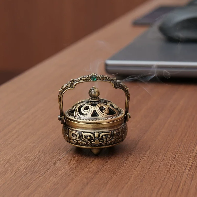 Metal Small Incense Burner, Household Indoor Auspicious Cloud Incense Burner, Small Pot Incense Burner