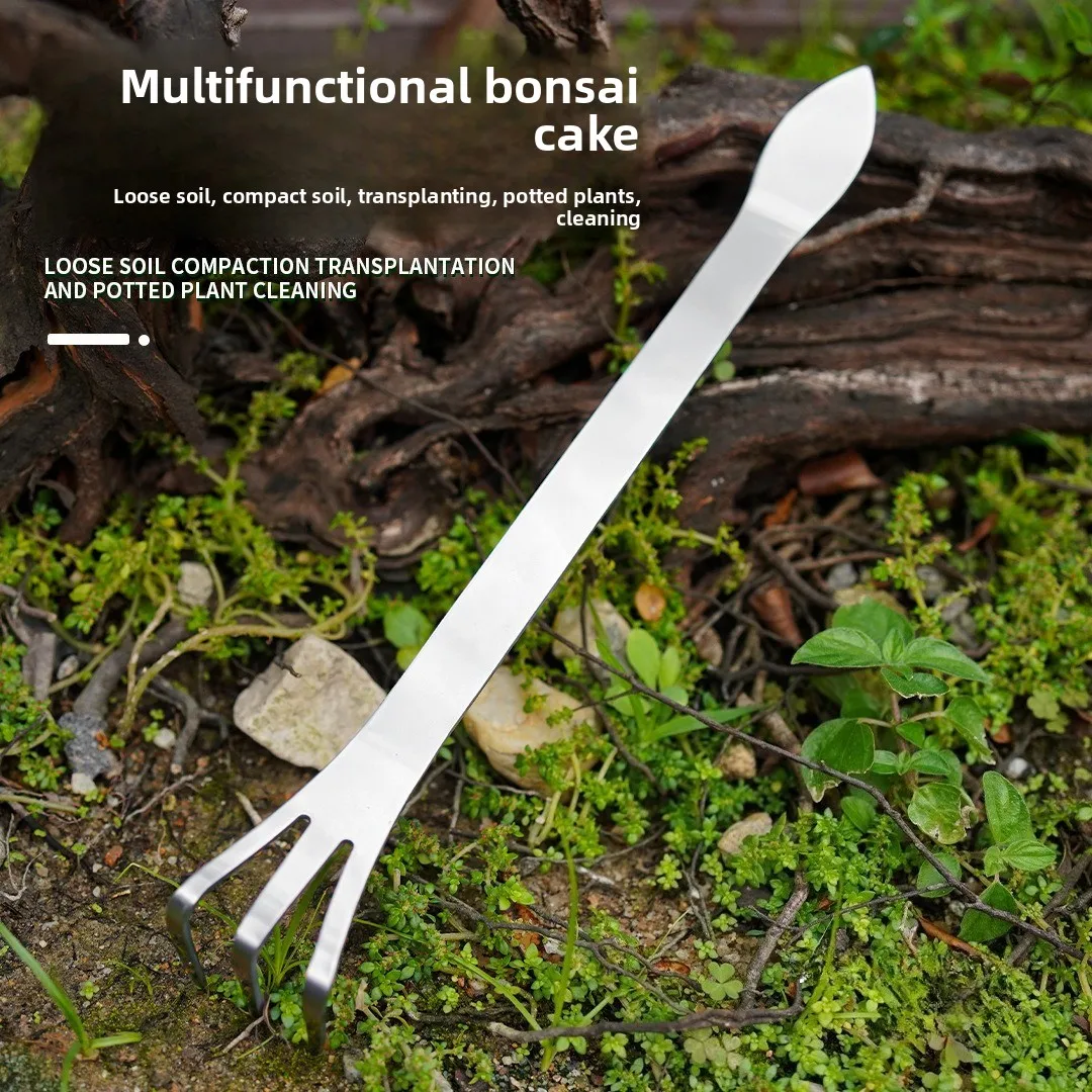 Stainless steel bonsai rake loose soil rake shape root soil except thickening small rake compactor hand basin hand basin