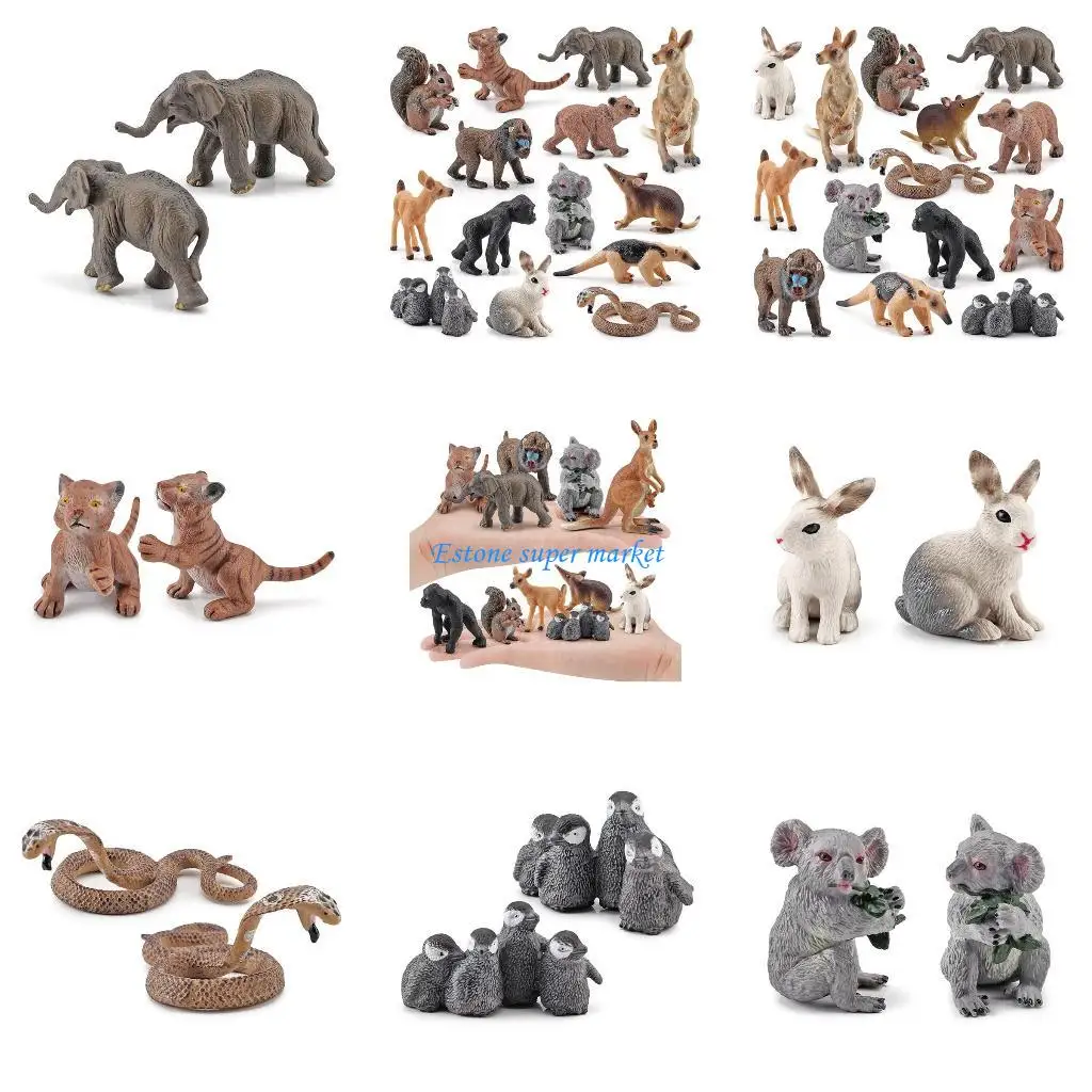 

090B 2-4’’ Simulation Wildlife Animal Figurine Model Toy Interactive Automobile Decor Children’s Education