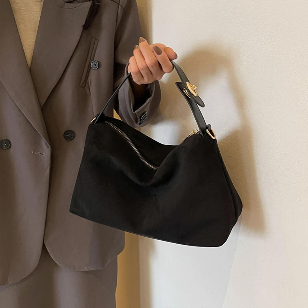 Brand 2024 New Trendy Vintage Women\'s Bag Handheld Crossbody Bag Soft Suede Shoulder Top-Handle Bag for Ladies Work Travel