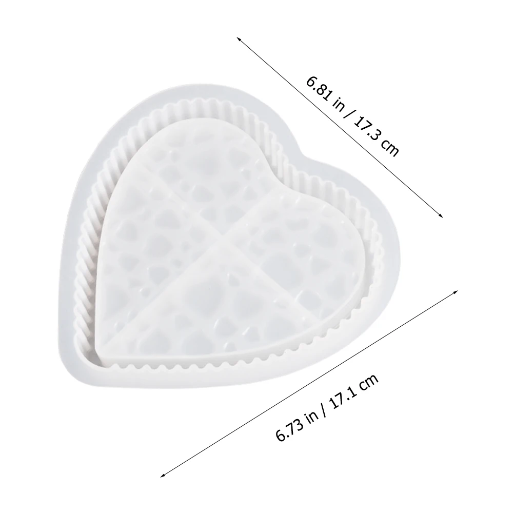 

Heart Shape Silicone 5X8 Diy Storage Tray Multi-Function Wear-Resistant Household Mold For Crafts Beads Glitters Dried Flowers