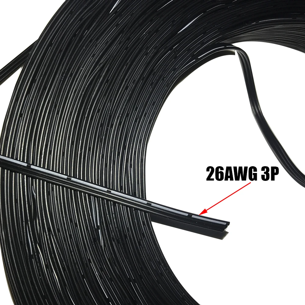 26AWG 28AWG 3P Special Soft High Temperature Silicone Soft Parallel Cable Black White Tinned Copper Wire Flexible Line 10Meter