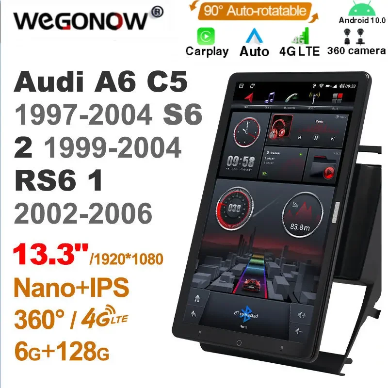 

13.3 Inch 1920*1080 Ownice 1 Din Android10.0 Car Radio for Audi A6 C5 1997-2004 S6 2 1999-2004 RS6 1 2002-2006 Auto Rotatable