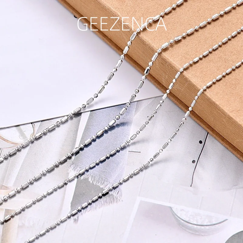 

Ожерелье GEEZENCA из стерлингового серебра 925 пробы с платиновым покрытием, цепочка с точечными звеньями, для женщин, тонкое регулируемое выдвижное ожерелье 1,2 мм
