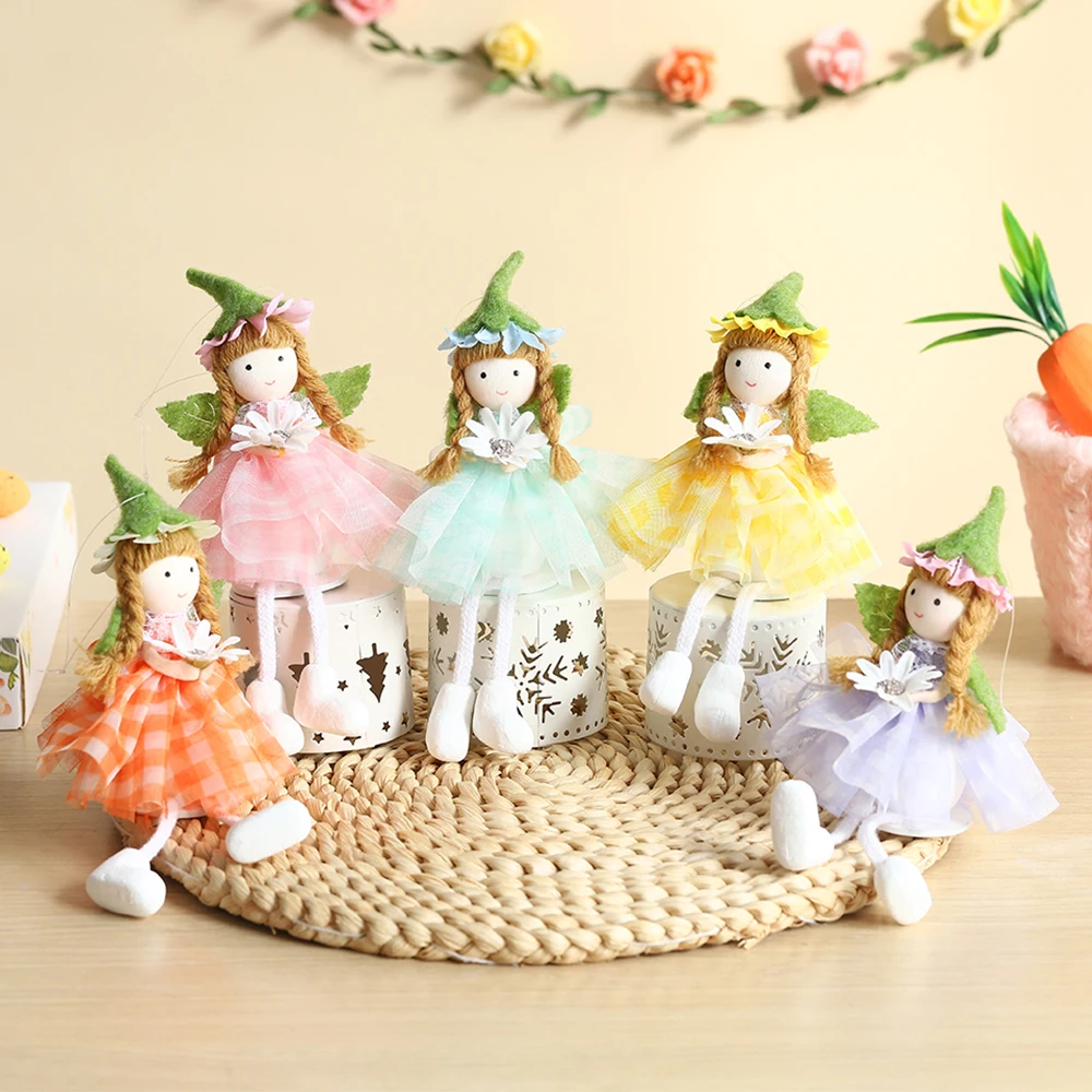 

1pc 2025 Spring Flower Fairy Angel Elf Bunny Rabbit Doll Home Ornament Decoration Pink Easter Party Decor Girl Kid Birthday Gift