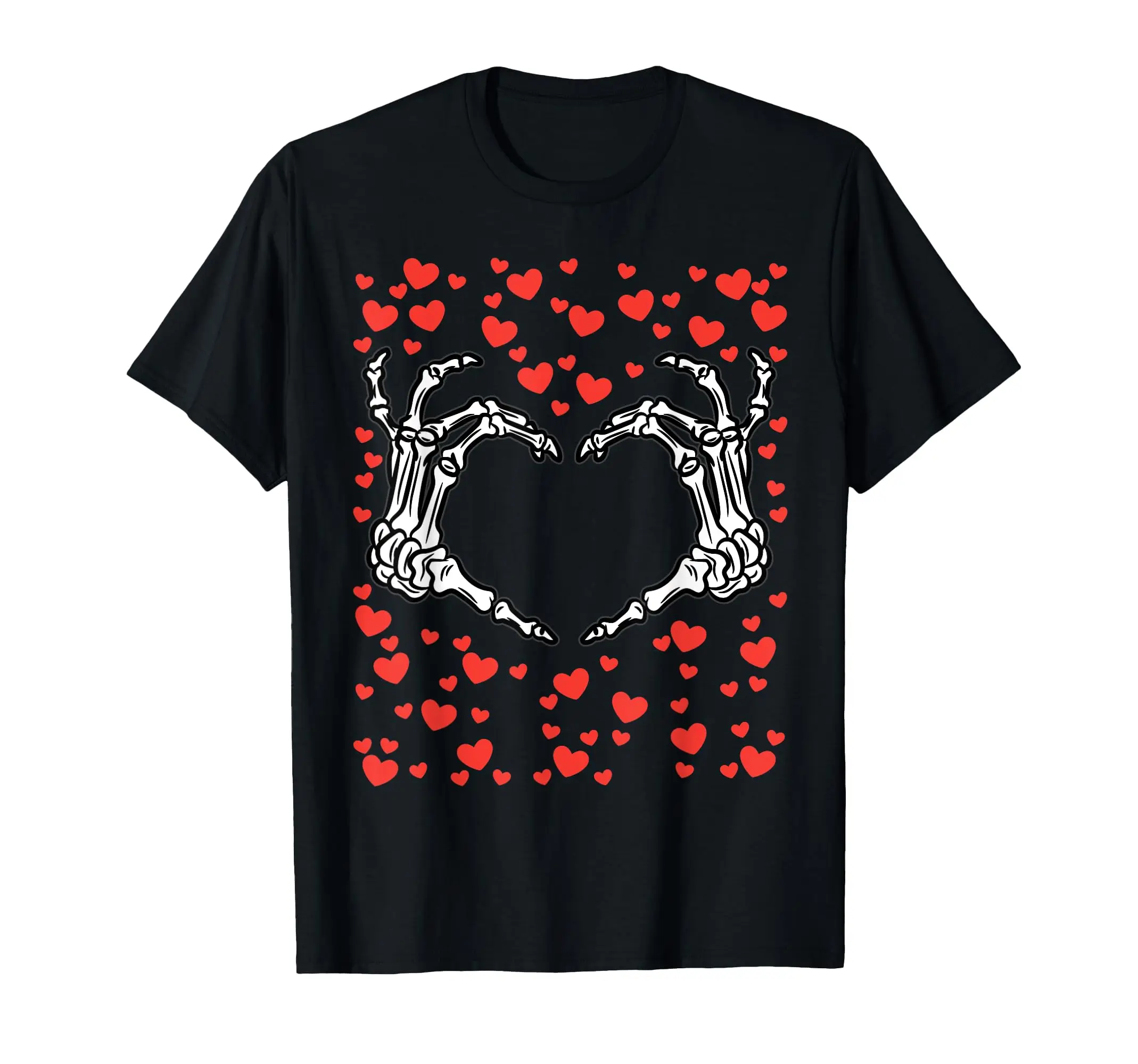 

Vintage Skeleton Hand Heart Valentines Day Funny Bones Love T-Shirt Cotton O-Neck Tee