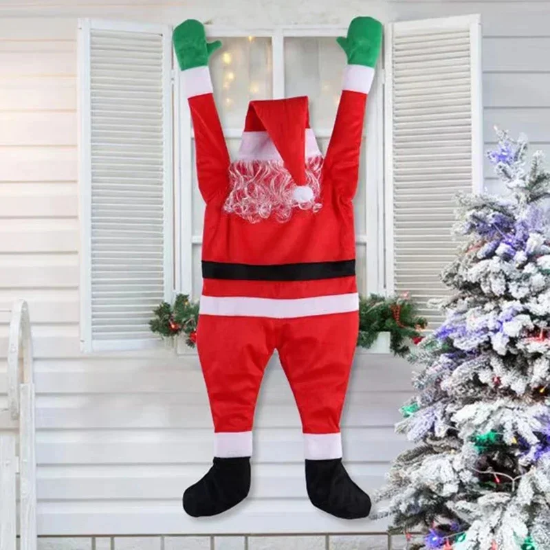 Santa Claus Plush Suit, Christmas Decoration Hanging, Climbing Window Balcony Roof Chimney Hanging Santa Christmas Decoration