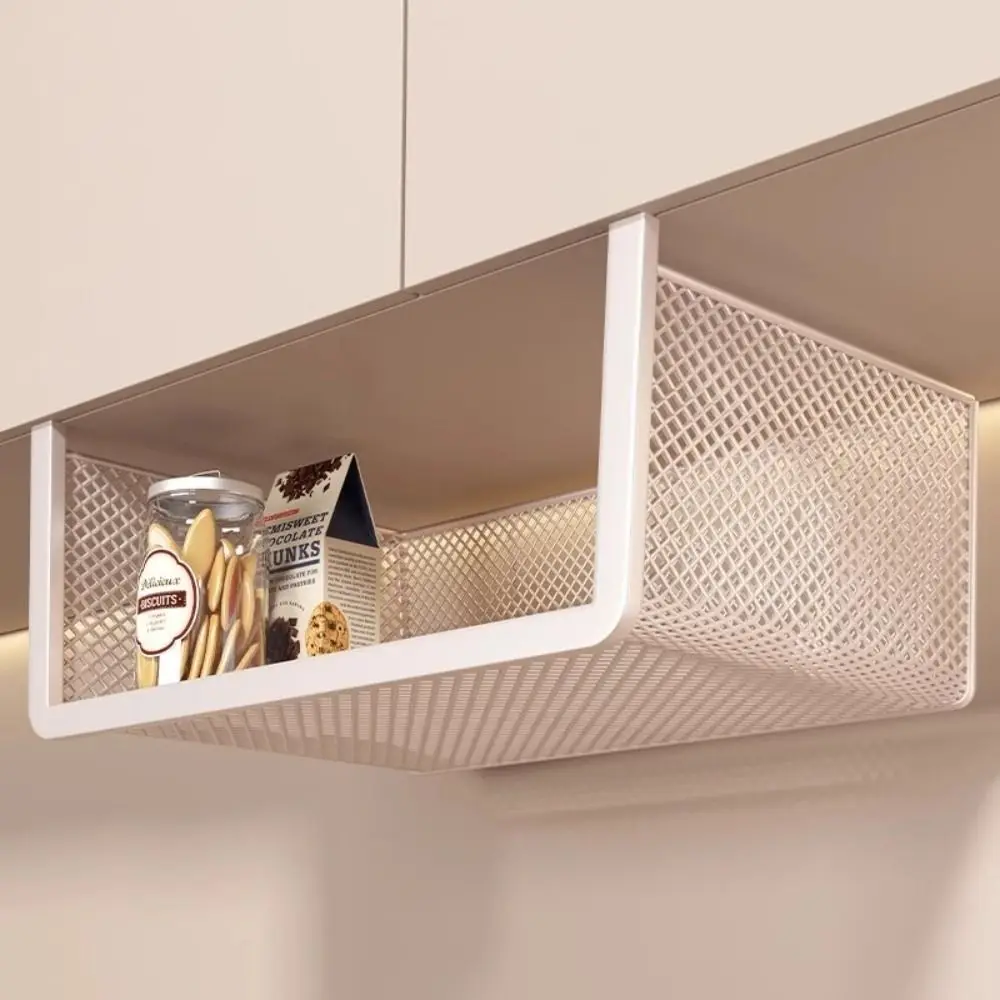 Wall Mounted Hanging Spice Basket Metal Net Pull Out Design Storage Rack Large Capacity Cabinet Organizer Wardrobe Storage