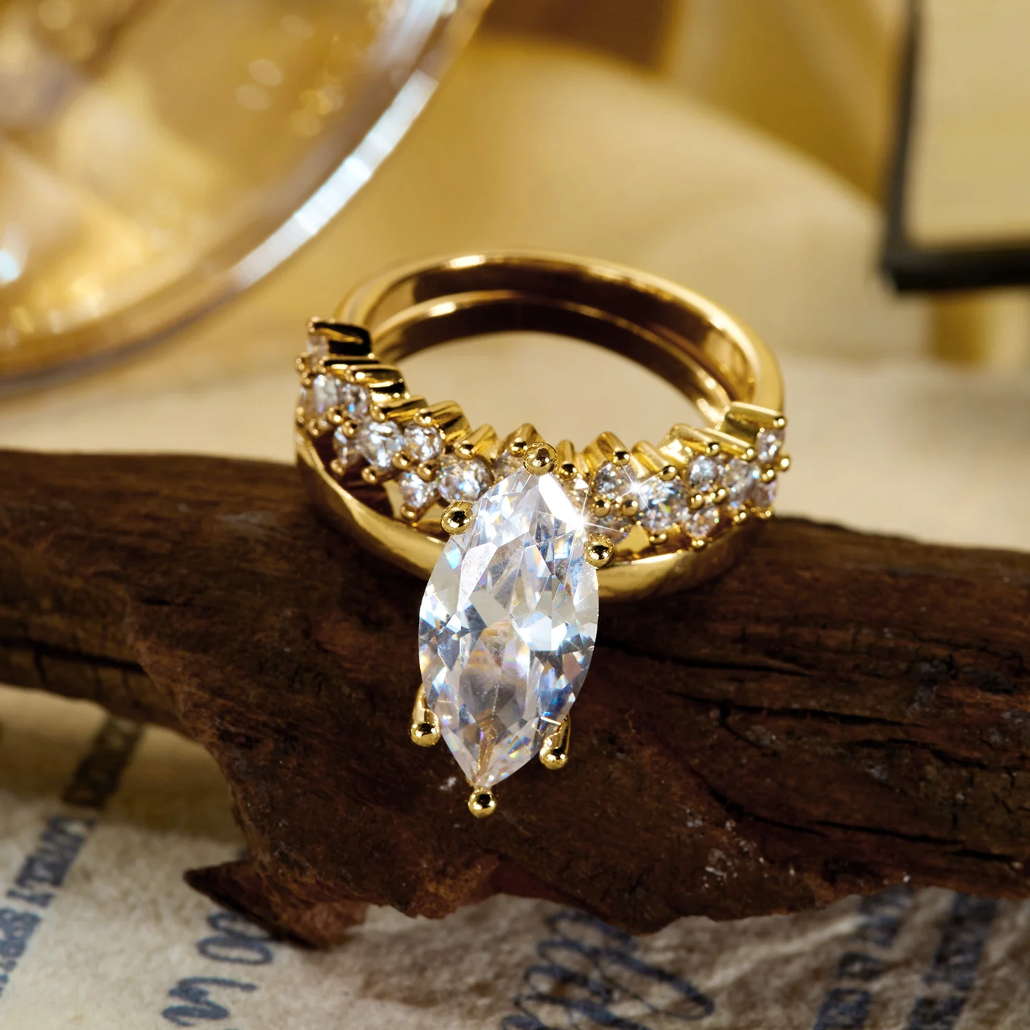 Micro Pave Vollkreis Weißer Kubischer Zirkonia Stapelbarer Ringset Kupferband Eternity Stapelbare Braut-Fingerschmuck – Detail 7