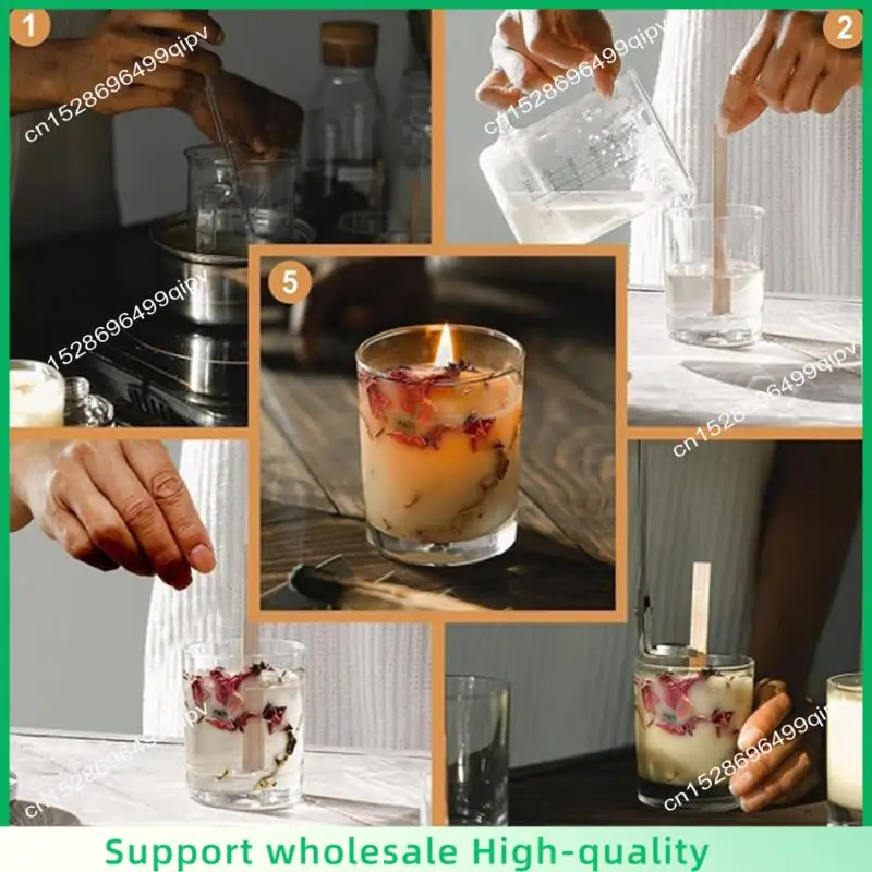 ABSF Candle Trimmer And Smokeless Candle Wicks With Iron Stand For DIY Candle Making,100Pcs 5.1 X 0.5 Inch