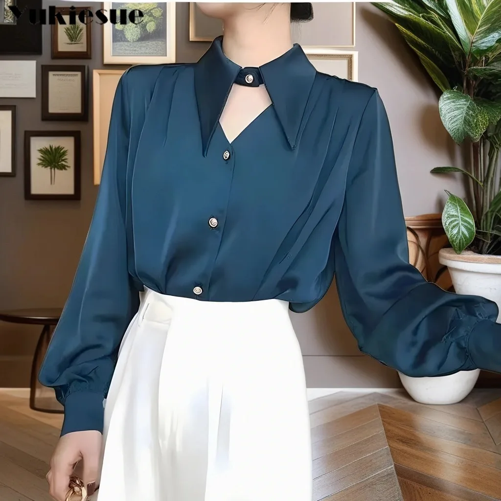 

Spring shirt tops womens Elegant OL Chic Turn-down Collar Long Sleeve tops Women's Top Blouse women shirts and blouses Female