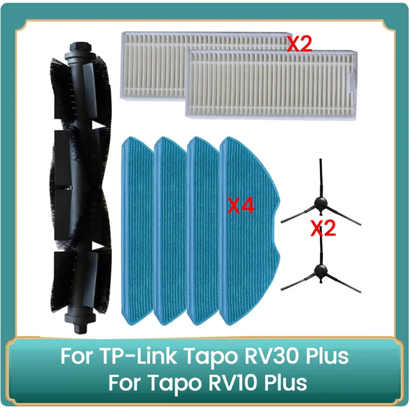 

YLS-9PCS Main Brush Side Brush Hepa Filters Mop Cloth Fortp-Link Tapo RV30 Plus / Tapo RV10 Plus Vacuum Cleaner Accessories