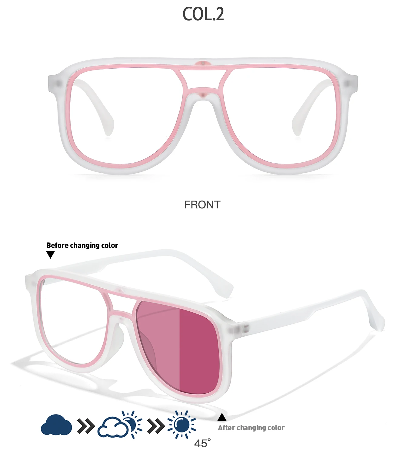 Farbige photochrome Sonnenbrille mit quadratischem Rahmen für Damen und Herren, UV400-Schutz für Sonne, Strand, Angeln, Wandern, Laufen, Radfahren – Detail 5