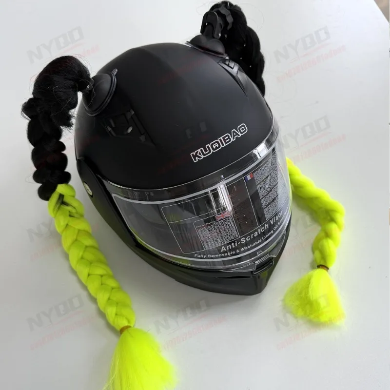 fake braid for motorcycle helmet Detachable Colorful Wig Pigtail Motorbike Long Hair Braid Colorful Motorcycle Ponytail Pigtail Cool Helmet Hair AccessoriesNot Included Helmet (Blue Purple) Home & Kitchen this helmet pigtail wig is more than just a decoration Gradient Ramp Helmet Braids Ponytail