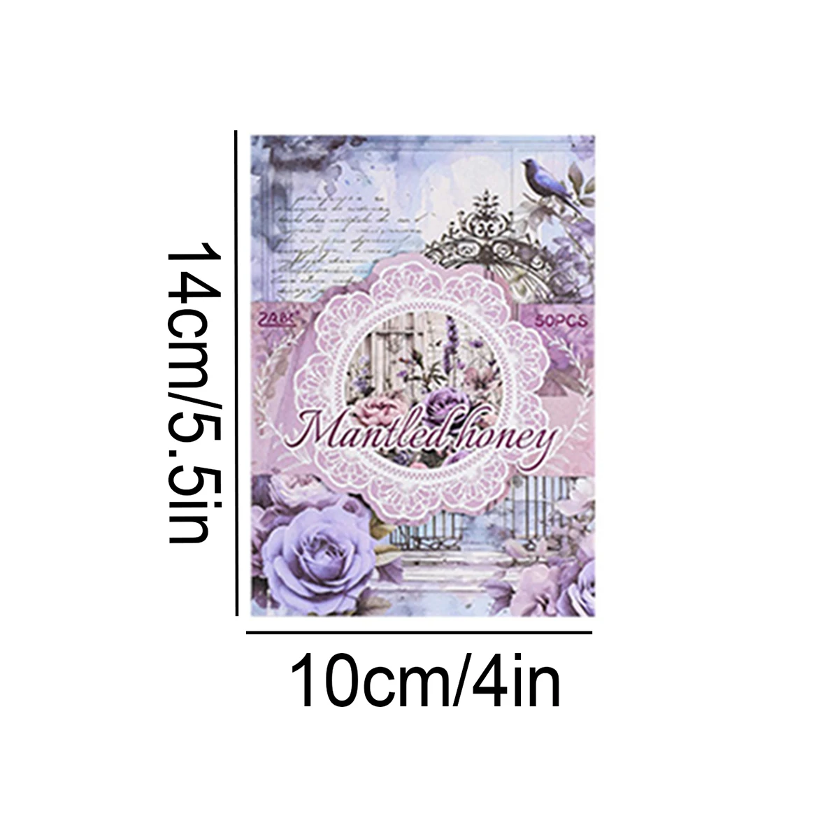 50pcs Vintage Floral And Animal Patterned Material Paper, Single-sided Printed Sticky-free Notes,DIY Stationery Decoration